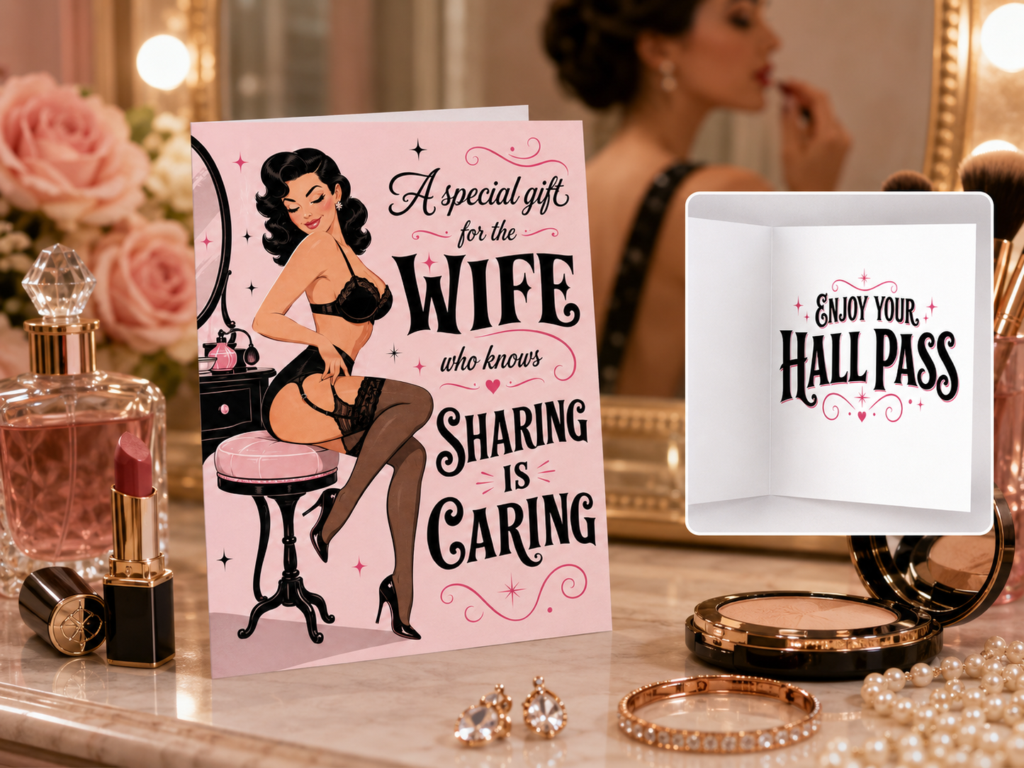 Hotwife Club Sharing is Caring Hall Pass Greeting Card
