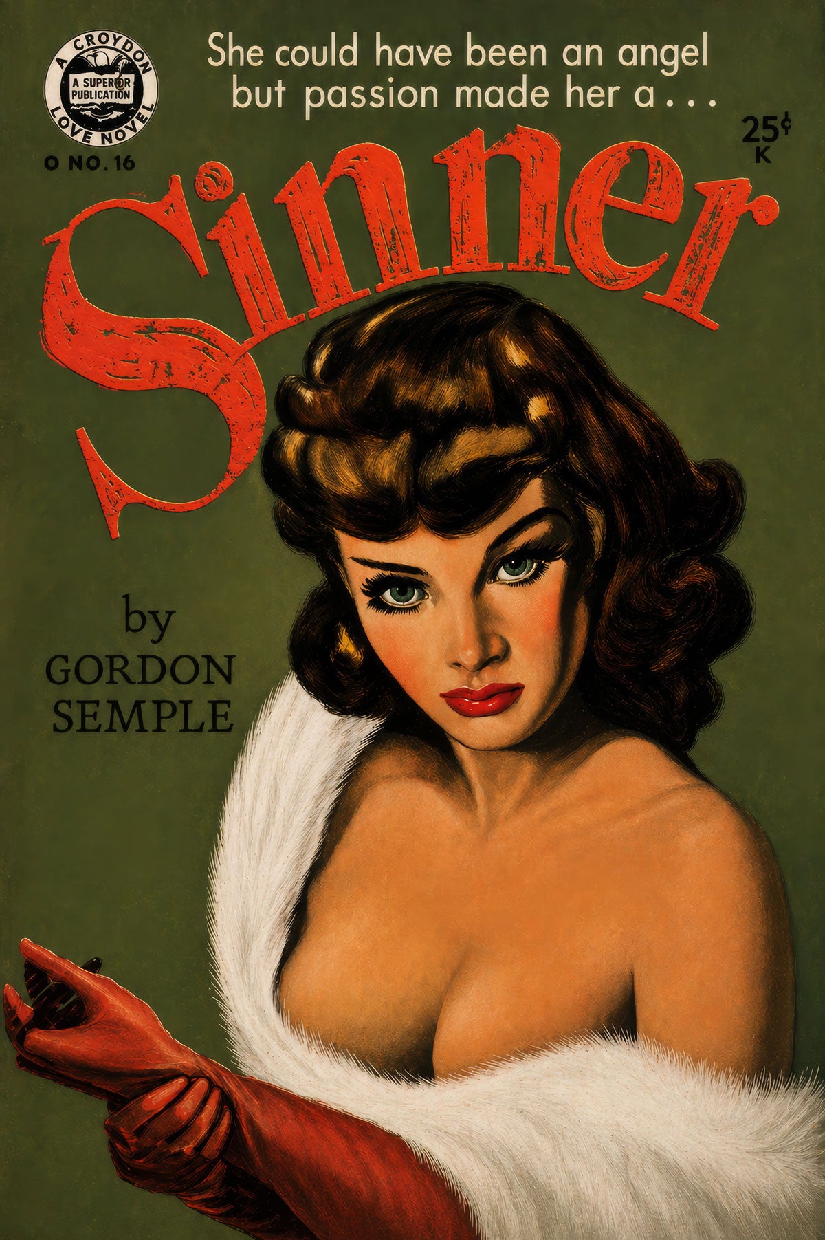 Vintage Sinner”Pulp Art– Retro Paperback Cover Print – Femme Fatale Illustration