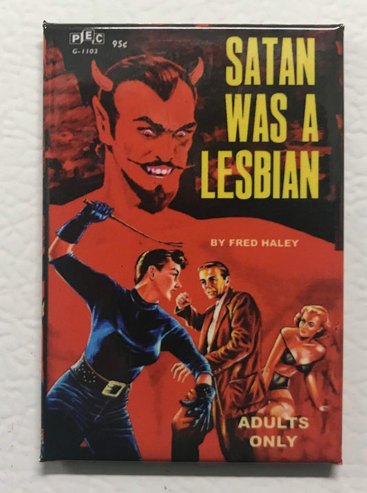 Satan was a Lesbian Pulp Novel Cover Refrigerator Magnet