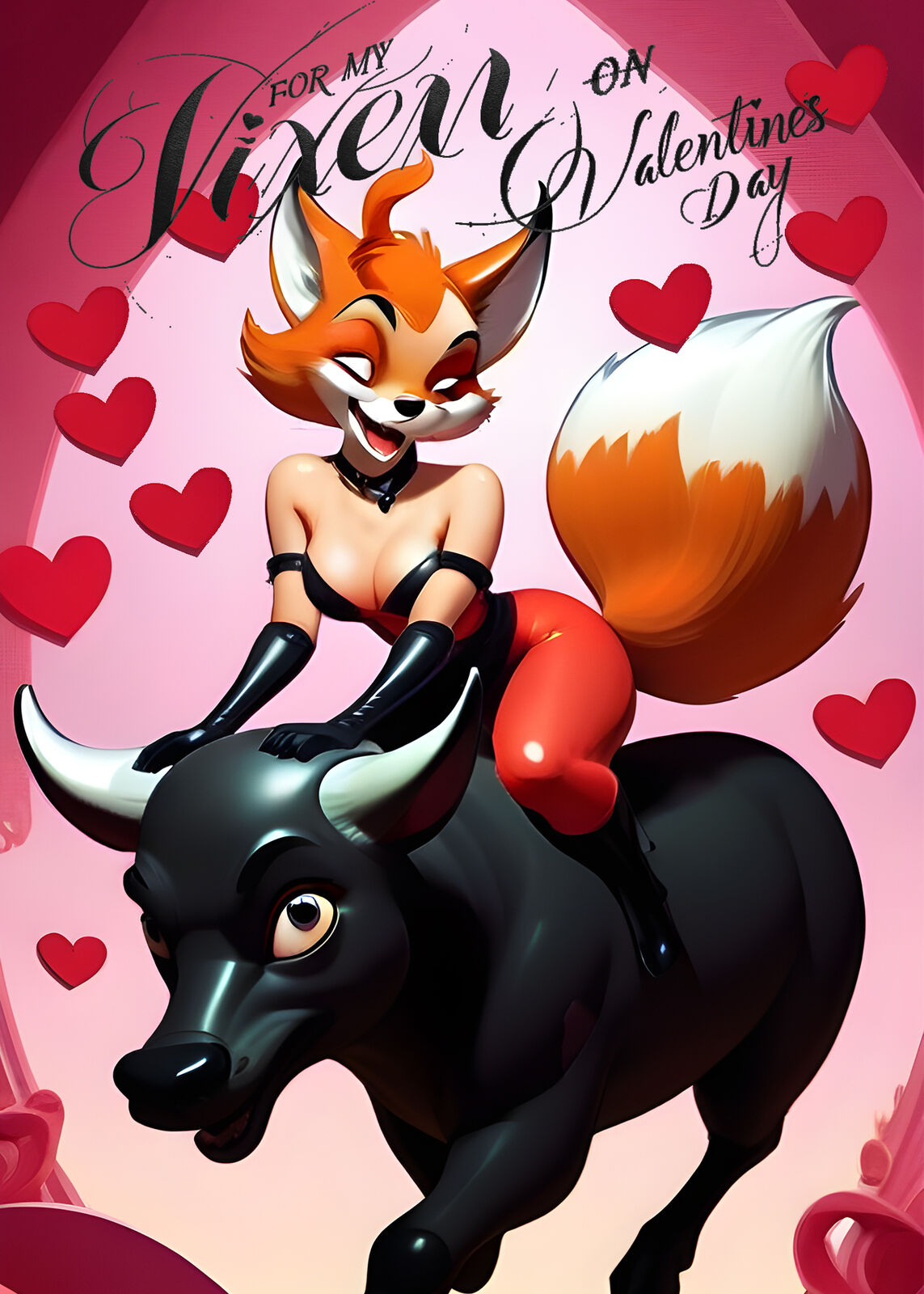 Hotwife Club Vixen Bull Valentine's Day Greeting Card