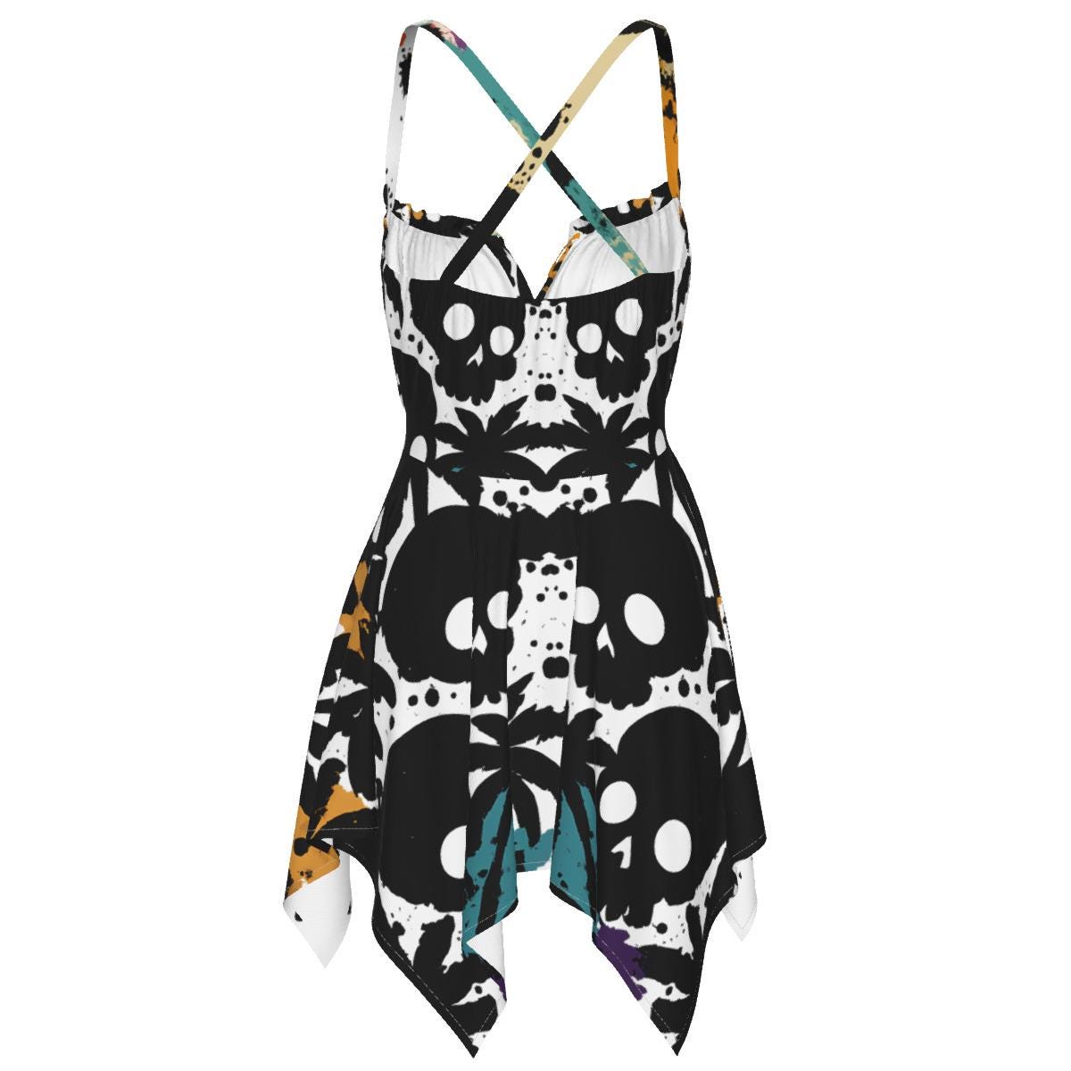 Gothic Skull Garden Slip Dress – Handkerchief Hem | The Hotwife Club Exclusive