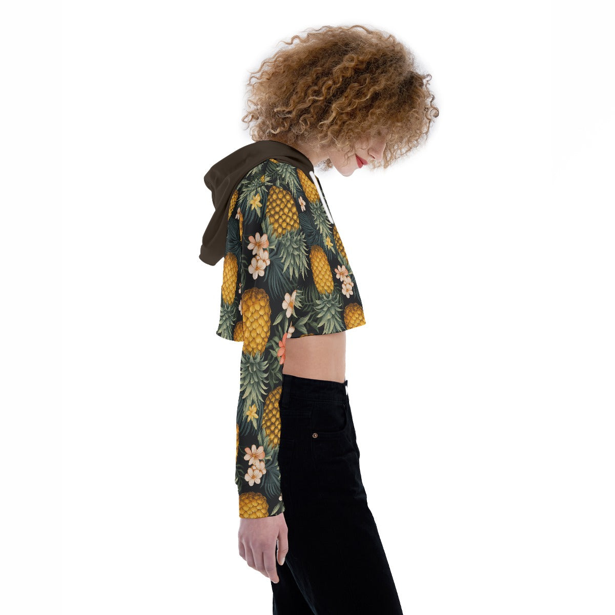 Upside Down Pineapple #1 All-Over Print Women's Crop Top Hoodie