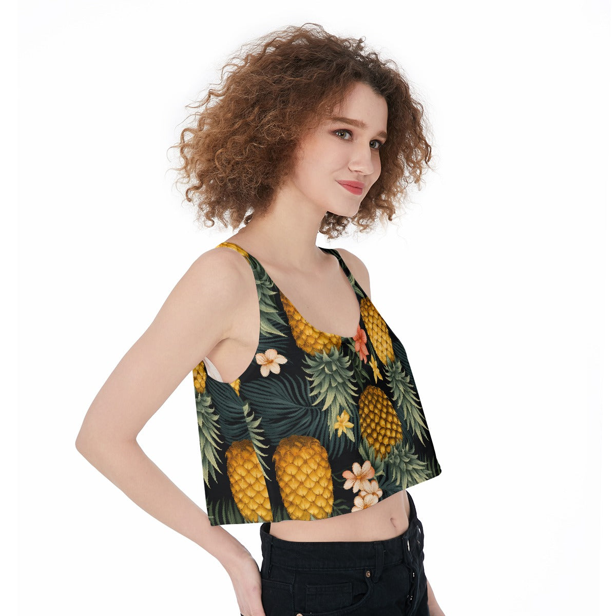 Upside Down Pineapple #1 - All-Over Print Crop-Tank Top