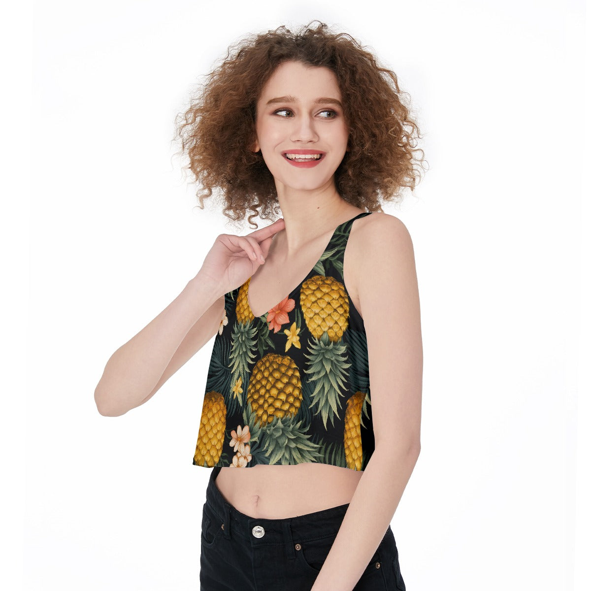 Upside Down Pineapple #1 - All-Over Print Crop-Tank Top